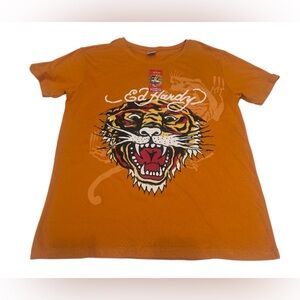 Ed Hardy Kids Boys T Shirt Tiger Orange Size 18/20 NWT